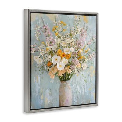 Cadre flottant orange et blanc à motif de fleurs, design par Franklyn Gregory
