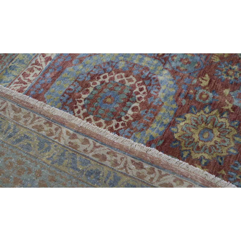 Wool Oriental Area Rug in Rust/Green