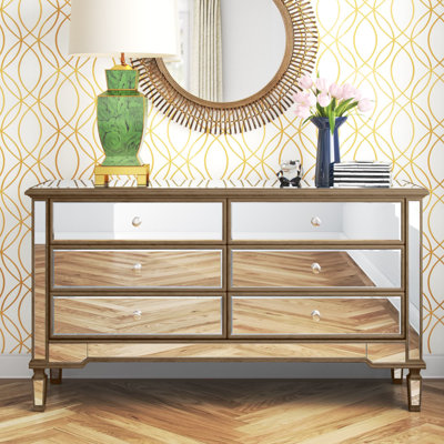 Brixton 60" W Mirrored 6-Drawer Double Dresser