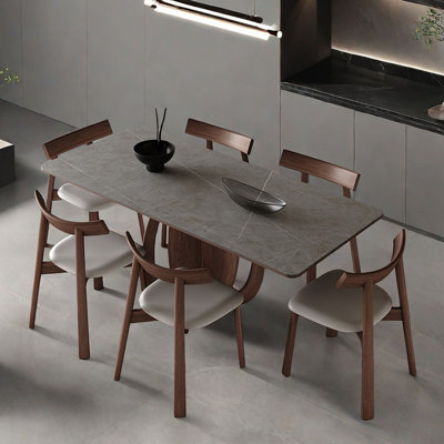 Geometric Rock plate Table with Oak Legs