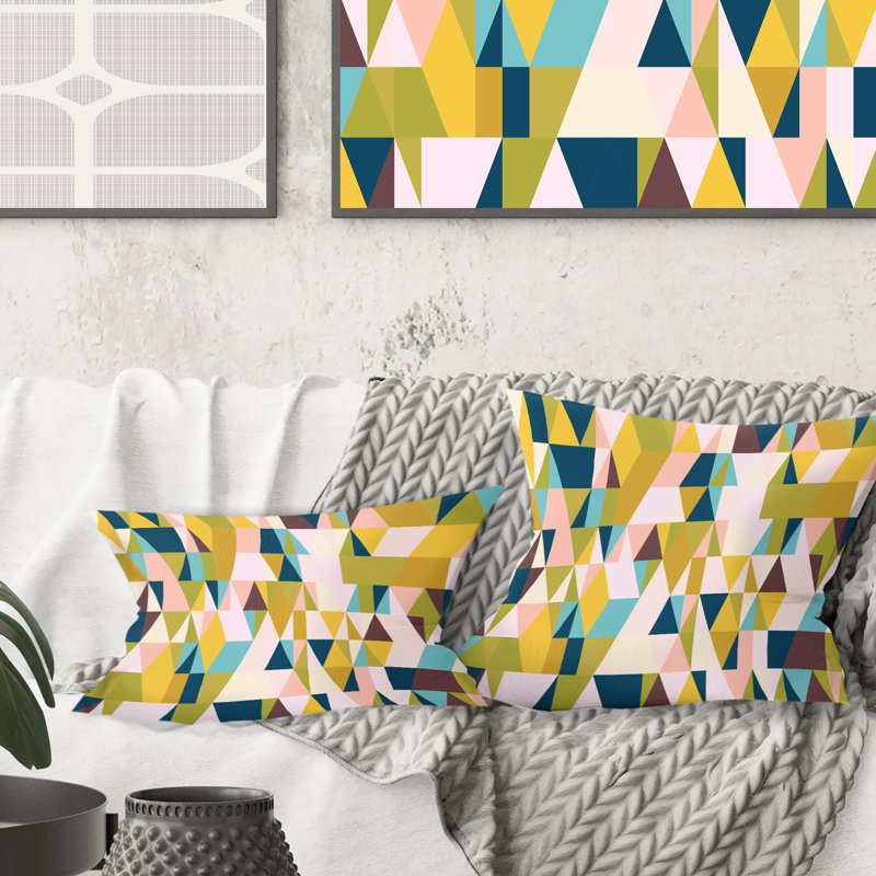 Coussin Triangular Retro Design I - Mid-Century Modern, 18 po x 18 po