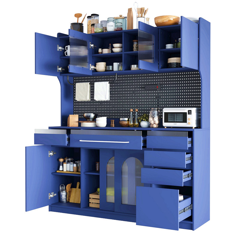 Maturi Wooden Buffet with Hutch, Drawers & Power Outlet