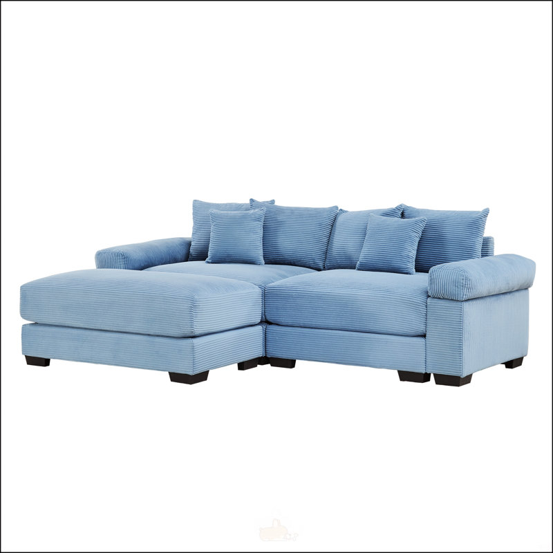 Canapé modulaire en L 82,6 po, H 34,2 po x l 92 po x P 33,8 po, 2, Bleu