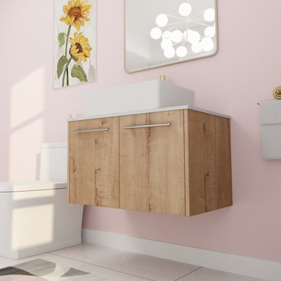Meuble-lavabo mural simple 29,56 po avec plateau en céramique Egea