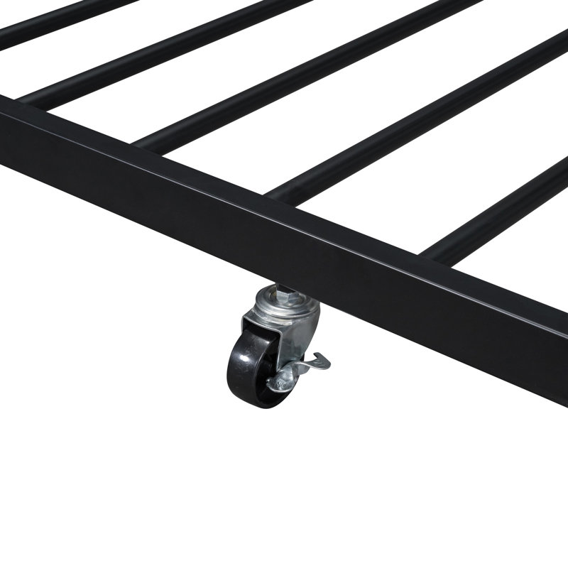 Lit superposé en fer noir avec lit gigogne simple - mobilier moderne et fonctionnel pratique