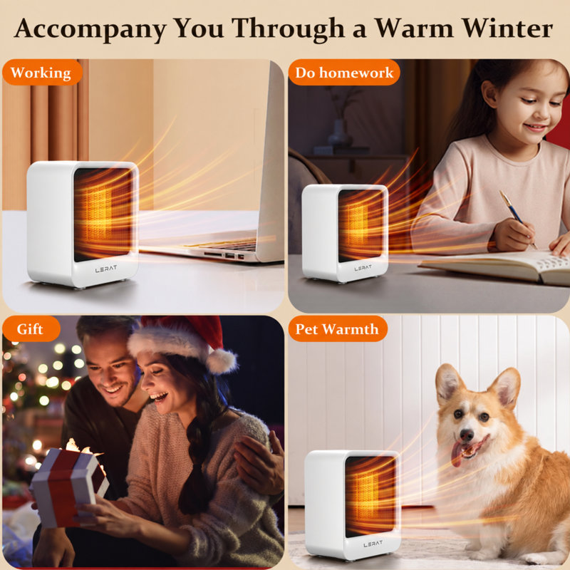 Mini appareil de chauffage portatif portatif pour l'intérieur, petit radiateur de bureau à chauffage rapide 500W - blanc