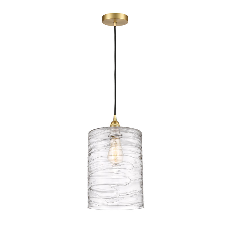 Karon 1 - Light Single Pendant, Satin Gold, Clear Deco Swirl