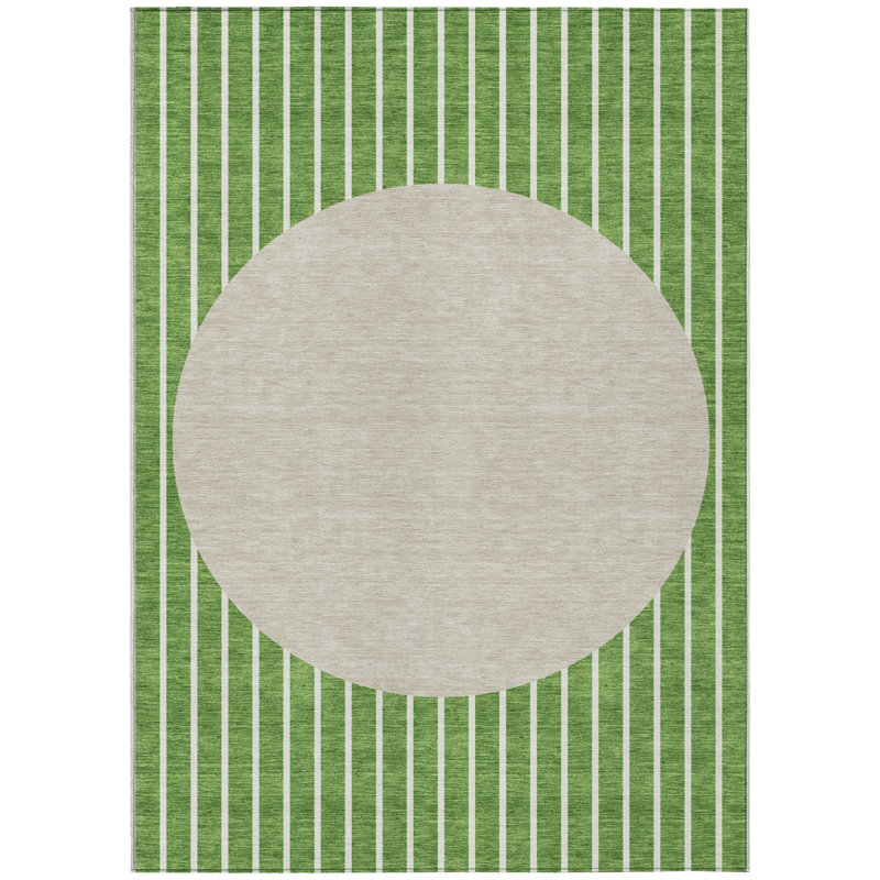Tapis intérieur lavable rayé vert 9 pi x 12 pi