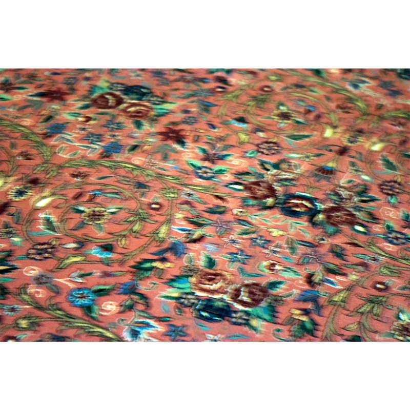 Hand Knotted Wool Area Rug in Rose And Green