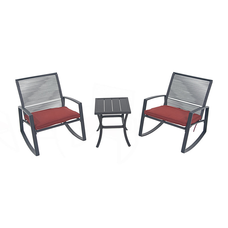 Ensemble de conversation bistro en métal pour 2 personnes, Rouge