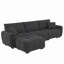 Canapé modulaire de 110 po, en forme de L avec siège supplémentaire, conception en ligne, repose-pieds mobile, mousse haute densité, combinaison libre, structure en métal et en bois robuste, tissu bouclé