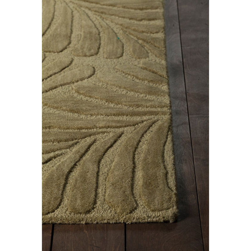Tapis vert en laine touffeté à la main Fulkerson, Rectangle 7 pi 9 po x 10 pi 6 po