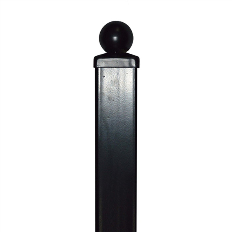 Universal Black Steel Gatepost with Cap and Hardware