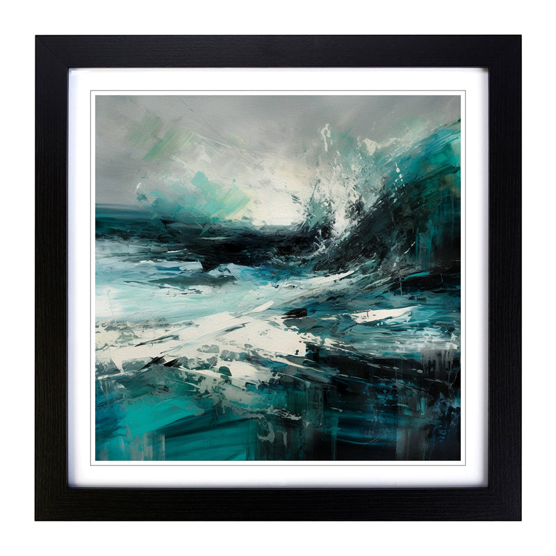 Ocean Gestural Art No.5 - Framed Print, Black