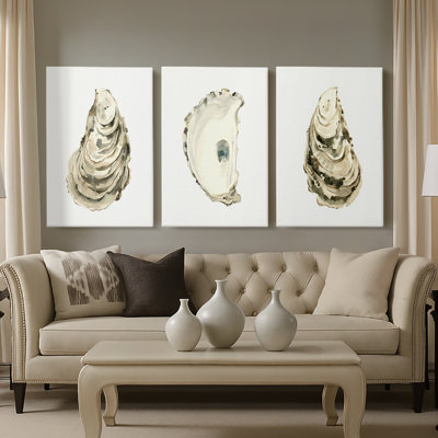 Neutral Oyster Study I - Toile tendue sur mesure avec châssis - 3 pièces