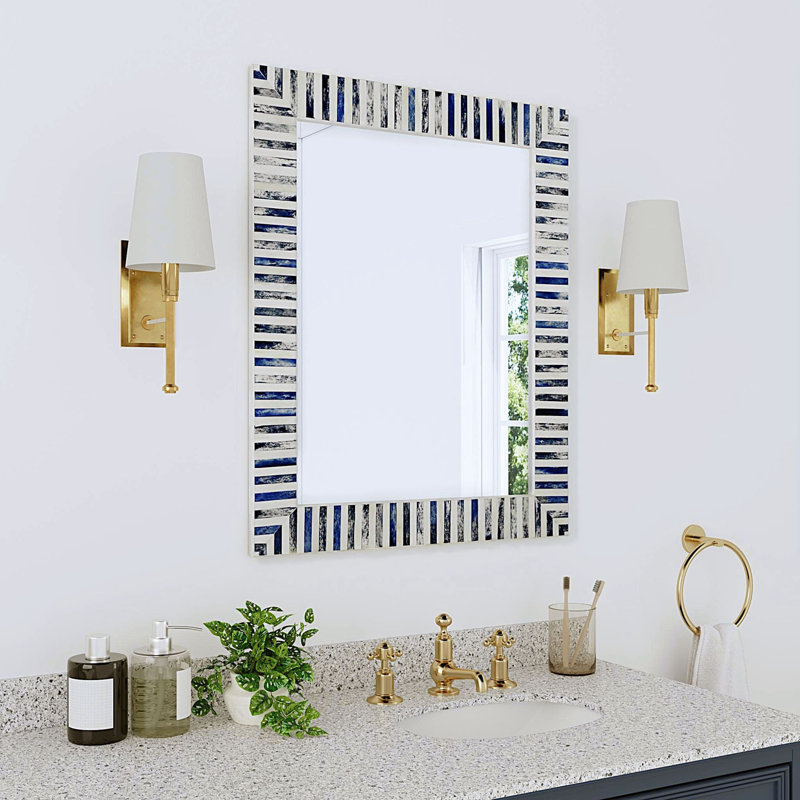 Demson Bone Rectangle Mirror, Blue