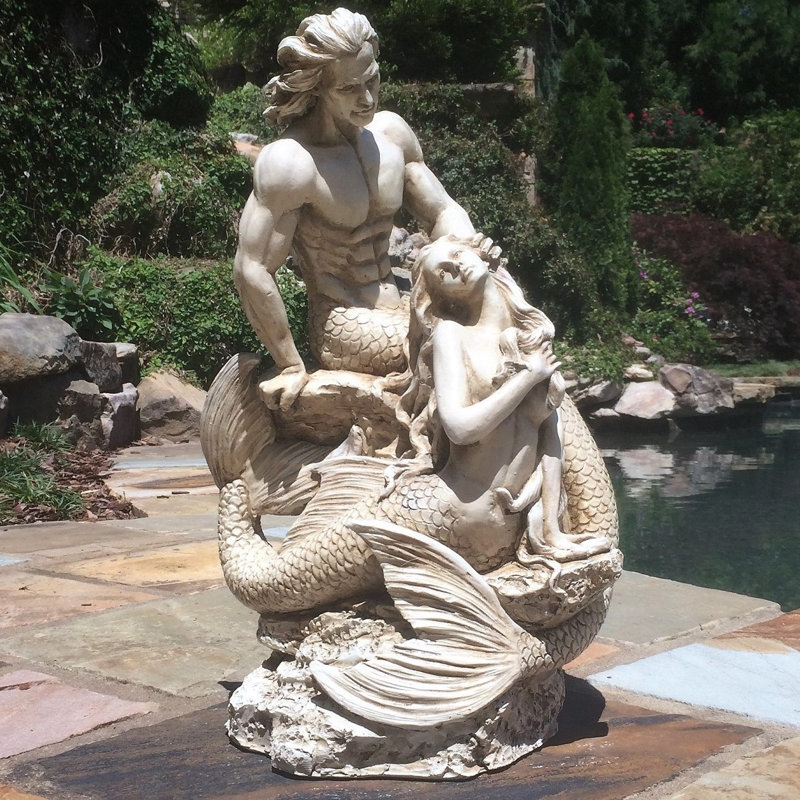 Statue de vie et de sirène sur la plage, Bronze Antue