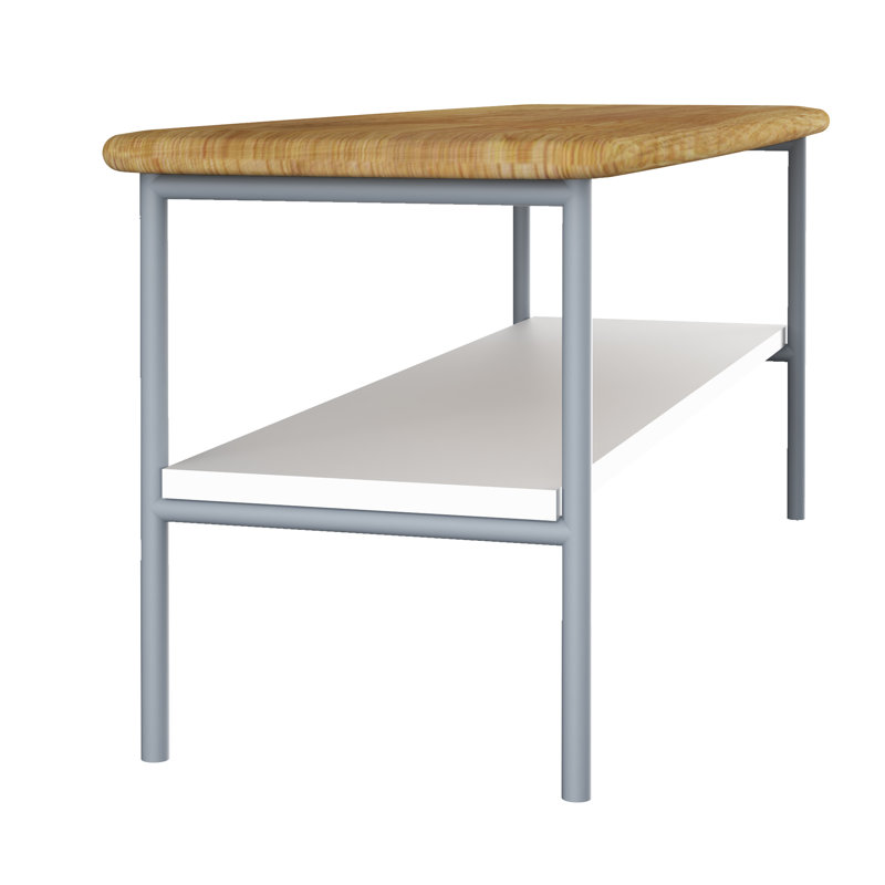 Luitpold Wood / Metal Storage Bench, Alpine White/Natural Oak Wood/Grey
