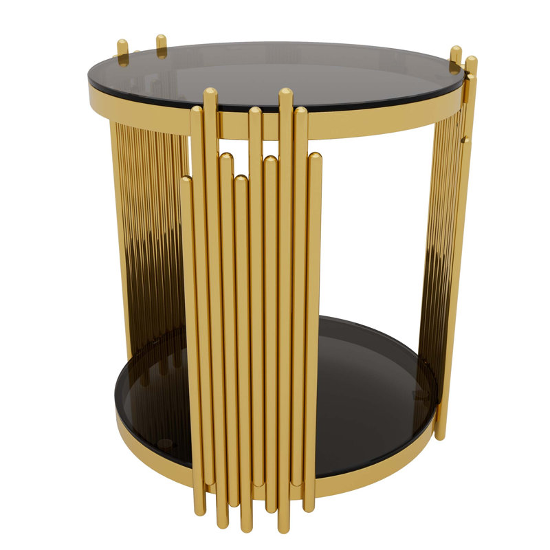 Modern Black Mirror End Table