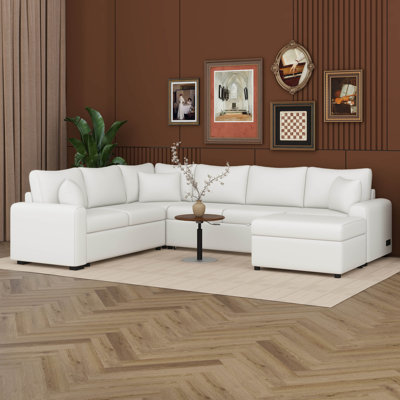 Luxueux canapé-lit gigogne de 112 po avec repose-pieds avec rangement, canapé-lit modulaire avec 3 coussins, 2 ports USB et 2 prises de courant