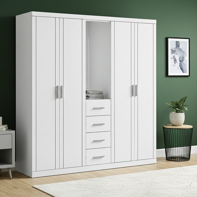 Kimberley 4 Door 4 Drawer Combi Fitment Wardrobe, White