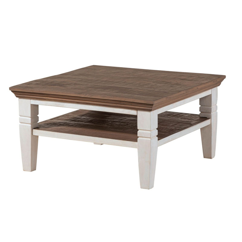 Toulouse Four Leg Coffee Table with Storage, Lacquered White