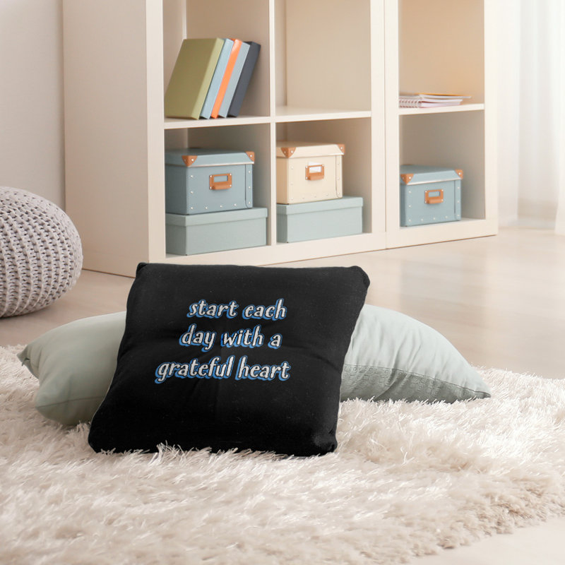 Gratitude Throw Pillow, 26" H x 26" W, Blue