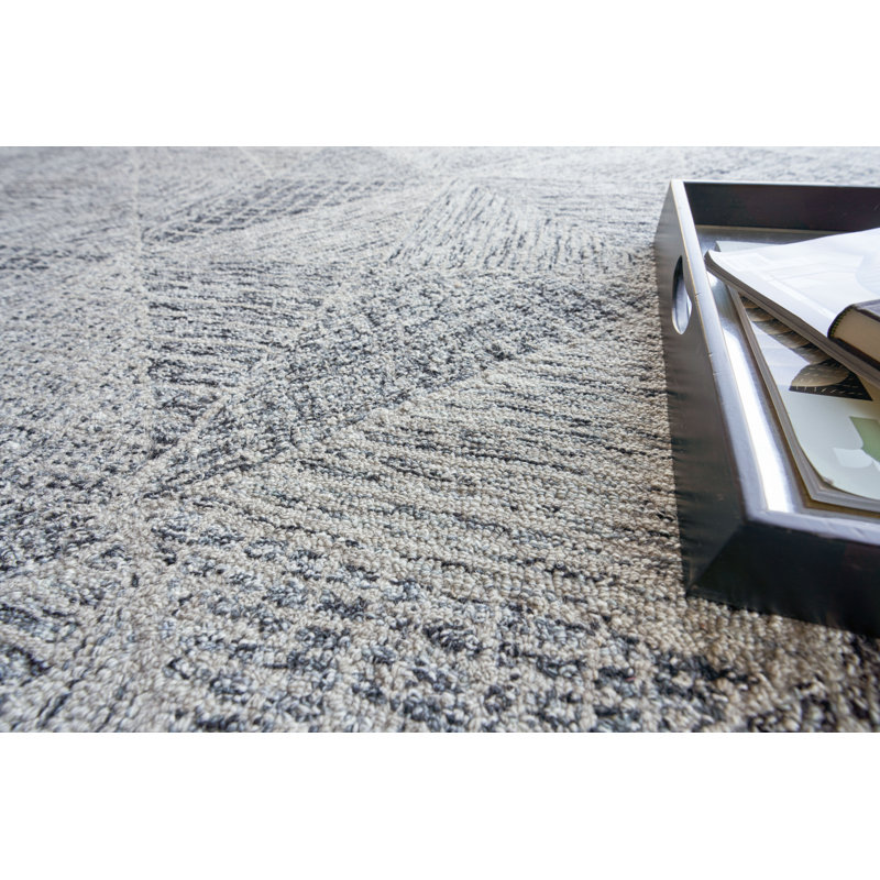 Caprice Geometric Handmade Tufted Area Rug, Rectangle 10' x 14', Gray
