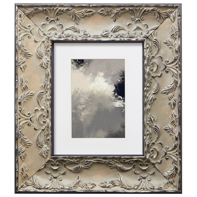 Artressia Trisha Embossed Wood Single Picture Frame, 11" x 14" Matted to 8" x 10", Antique Pewter