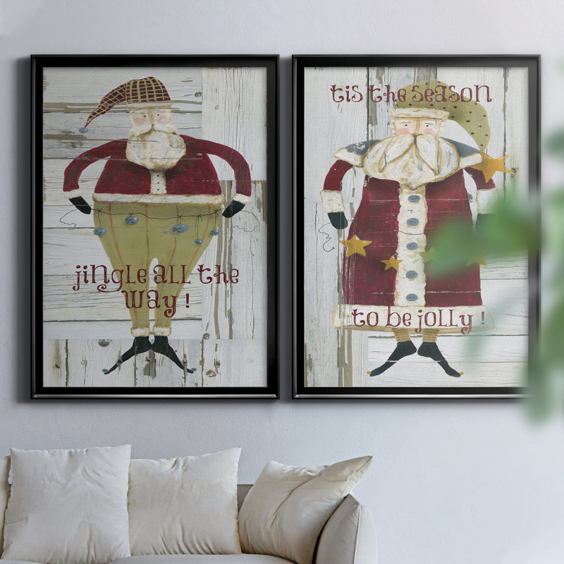 Jingle Santa - ensemble de 2 reproductions, Pas de tapis, H 31,5 po x l 47 po x P 1,5 po, H 18,5 po x l 49 po x P 1,5 po