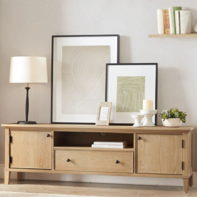 Simple light walnut TV cabinet