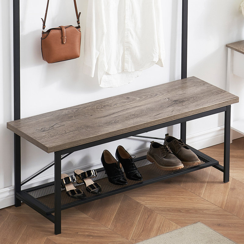 Arbre d'entrée avec banc et rangement pour chaussures, Chêne gris