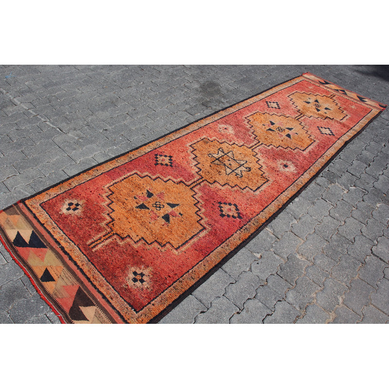 Tapis de couloir turc authentique authentique dans des tons chauds pour une décoration raffinée
