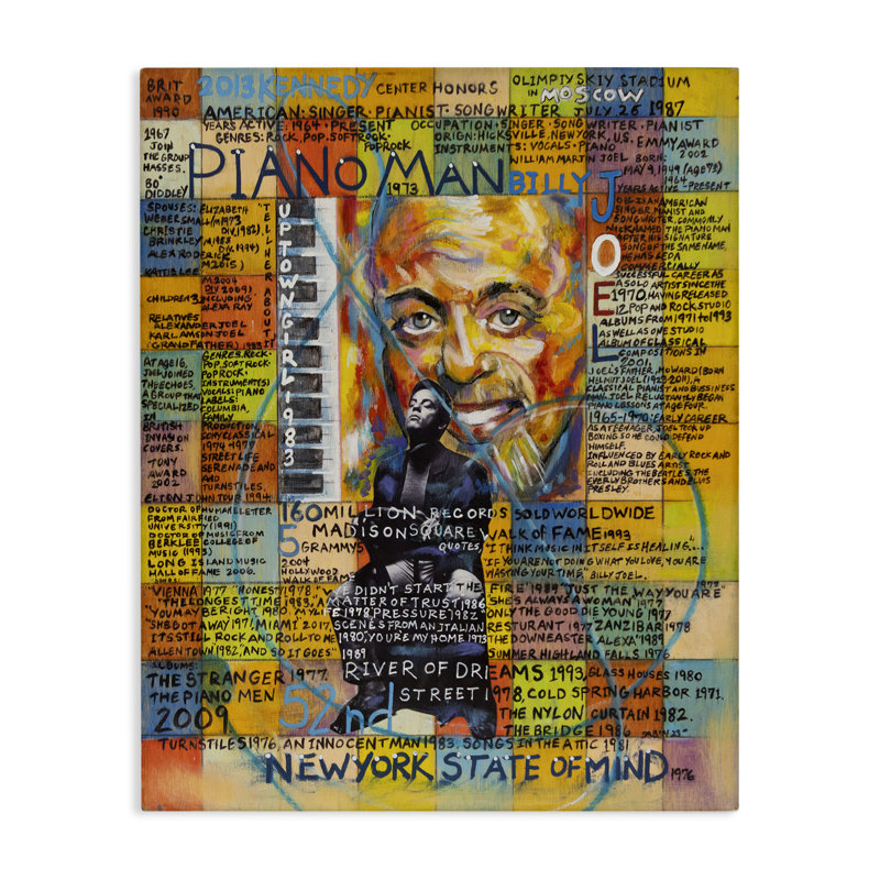 Art mural sur toile Billy Joel Collage par Sabin, H 30 po x l 24 po