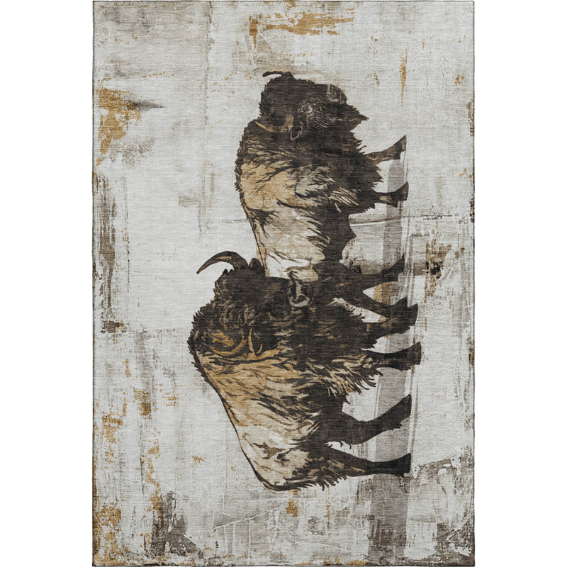 Premium Machine Washable Mayfield AMF2245 Animal Rug, 10' x 14', Putty