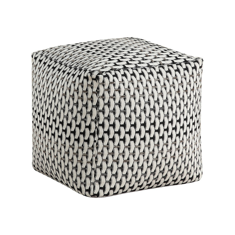 Ari 16" Modern & Contemporary Jacquard Fabric Pouf with Durable Polystyrene Bead Filling & Textured Pattern Design