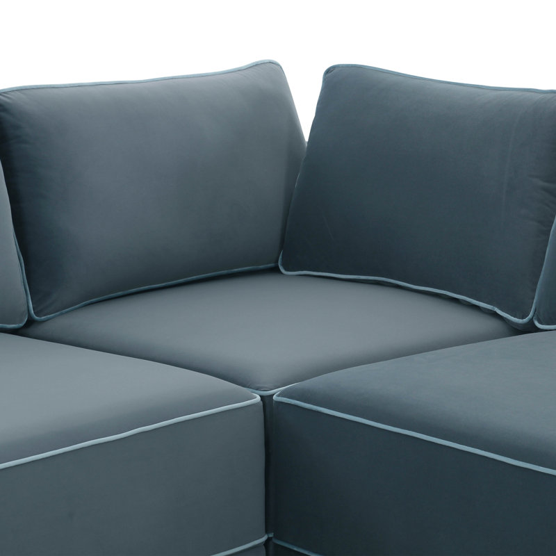 Clairah Modular Large Chaise Sectional, Velours bleu