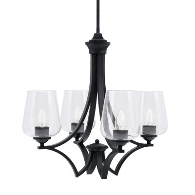 Lustre suspendu 4 lumières Zilo avec verre transparent de 5 po Zilo