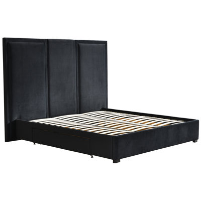 Dierra Upholstered High Headboard Storage Bed w/Hydraulic Gas Lift, Wood Slat System & Under Bed Storage