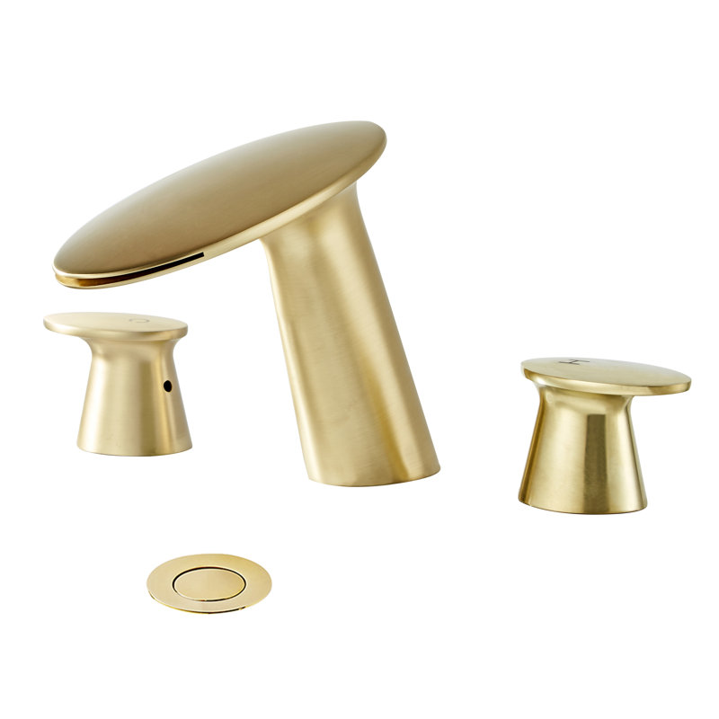 Widespread 2-handle Bathroom Faucet with Drain Assembly, Matte Gold
