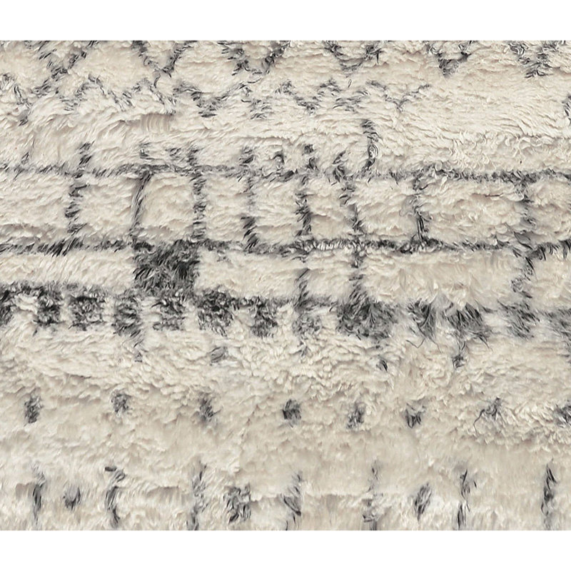 Wool Geometric Area Rug in Gray/Ivory, Rectangle 9' x 12'