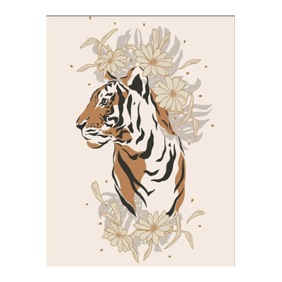 Northern Collection Beige Toned Tiger Detailed Woven Base Modern Decorative Rug