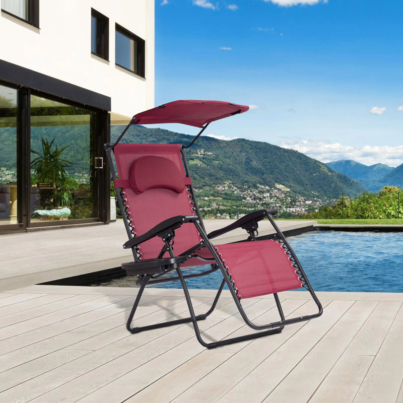 Chaise inclinable pliante zéro gravité, Noir / rouge vin
