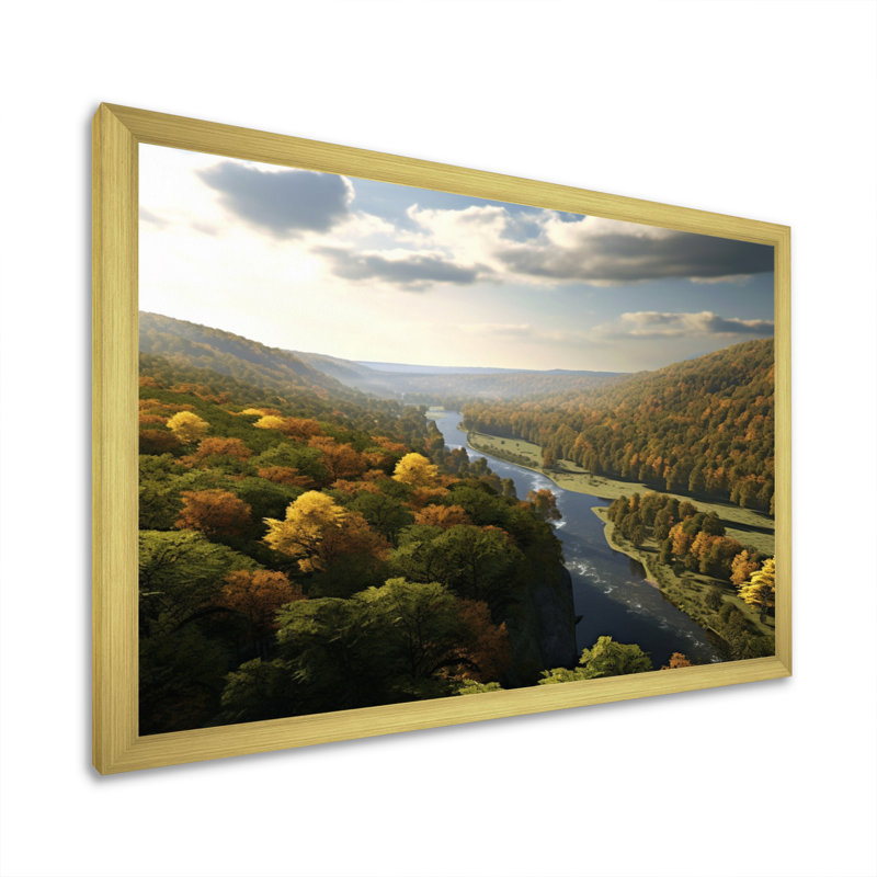Delaware River Horizon, reproduction d'art sur toile, H 34 po x l 44 po x P 1,5 po, Encadrement doré
