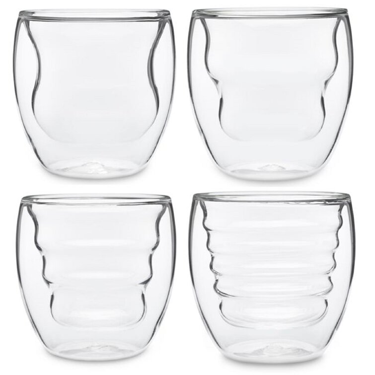 Moderna Artisan Series Double Wall 2 oz Beverage and Espresso Shot Glasses  - Set of 2 Drinking Glasses