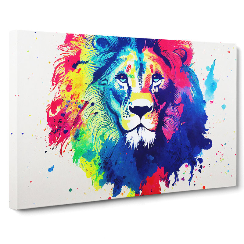 Colourful Lion Vol.3 Abstract - Wrapped Canvas, 35cm H x 50cm W x 3cm D