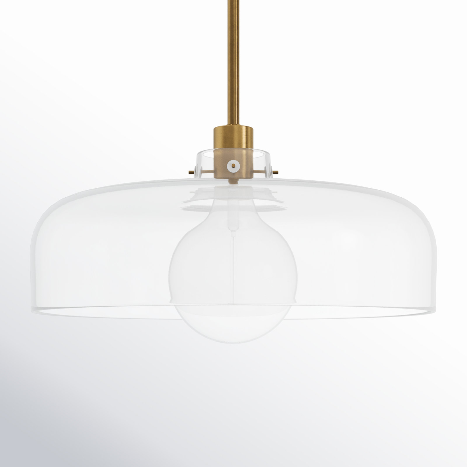 Villa Single Light Glass Steel Dimmable Pendant, Lacquered Brass