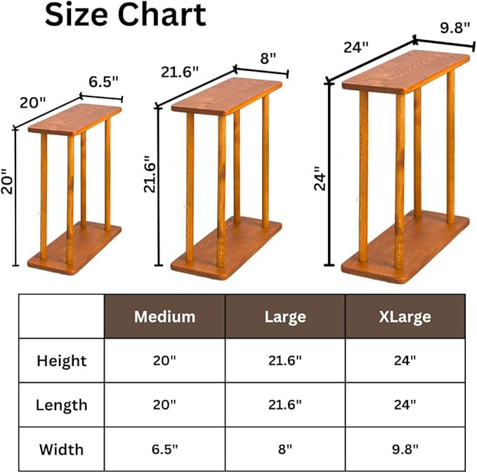Table de bout rectangulaire étroite en bois massif, table de chevet Skinny, petite table de bout (châtaignier, très grand)