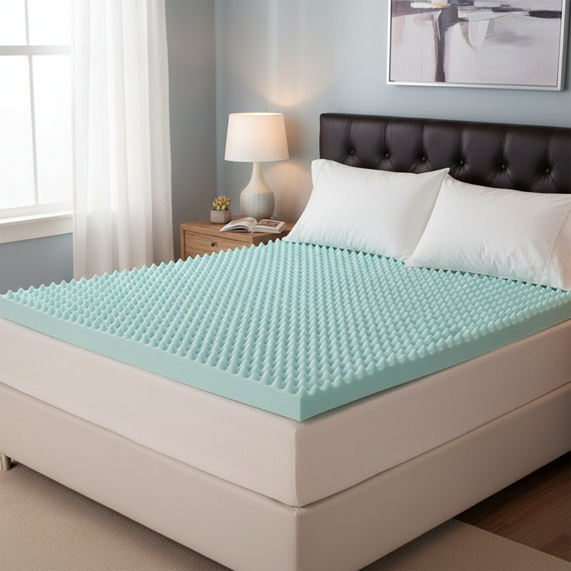 2 Inch Egg Crate High-Density Memory Foam Mattress Topper - Gel-Infused Cooling Breathable, Full-Sleep-Position Support, Back Pain Relief, Certipur-US Certified