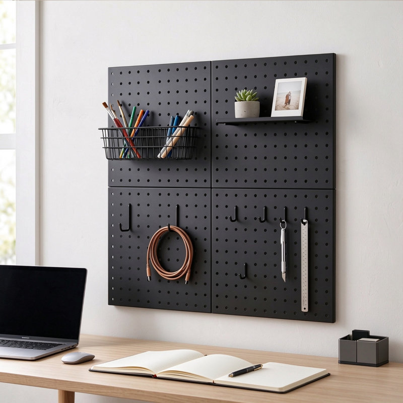 Pegboard Wall Organiser, 8-Pack Metal Pegboard Panels for Walls, Tool & Craft Storage Panels for Garage, Workshop, Kitchen and Study, Ideal for Tools, Crafts & Small Components